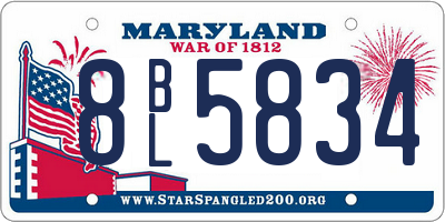 MD license plate 8BL5834