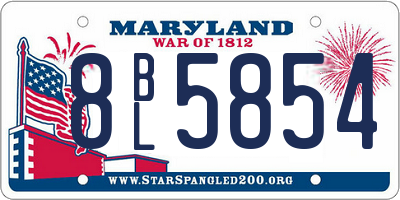 MD license plate 8BL5854