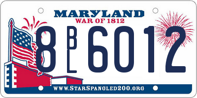 MD license plate 8BL6012