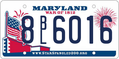 MD license plate 8BL6016