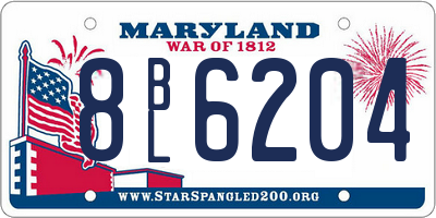 MD license plate 8BL6204