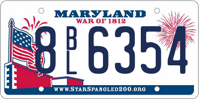 MD license plate 8BL6354