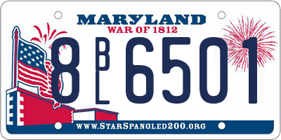MD license plate 8BL6501
