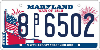 MD license plate 8BL6502