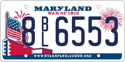 MD license plate 8BL6553
