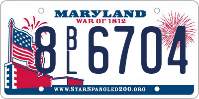 MD license plate 8BL6704