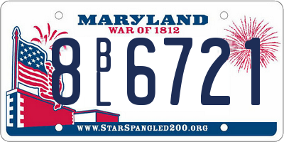 MD license plate 8BL6721