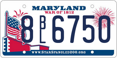 MD license plate 8BL6750