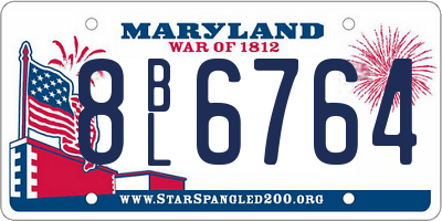MD license plate 8BL6764