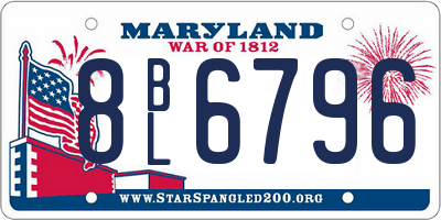 MD license plate 8BL6796