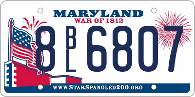 MD license plate 8BL6807