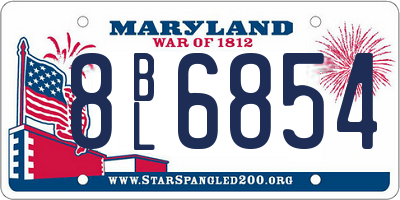 MD license plate 8BL6854