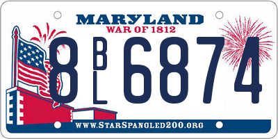 MD license plate 8BL6874