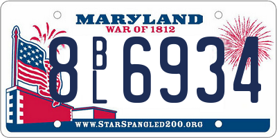 MD license plate 8BL6934