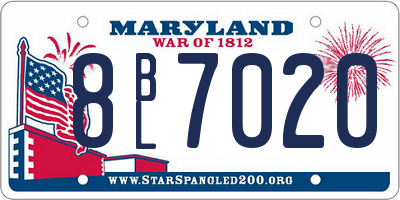 MD license plate 8BL7020