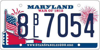 MD license plate 8BL7054