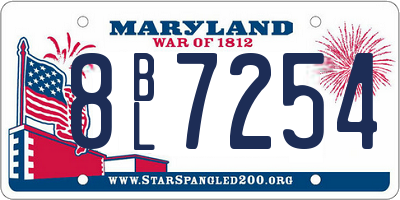 MD license plate 8BL7254