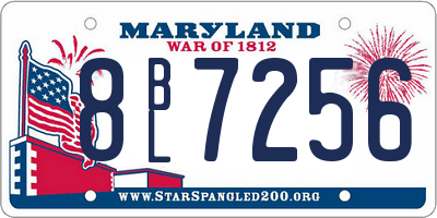 MD license plate 8BL7256