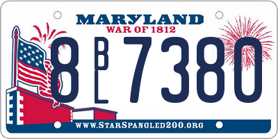 MD license plate 8BL7380