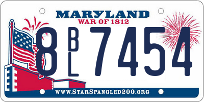 MD license plate 8BL7454