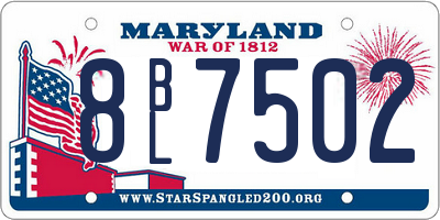 MD license plate 8BL7502