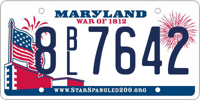 MD license plate 8BL7642