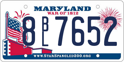 MD license plate 8BL7652