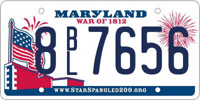 MD license plate 8BL7656