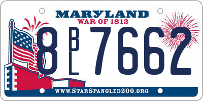 MD license plate 8BL7662