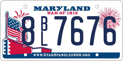 MD license plate 8BL7676