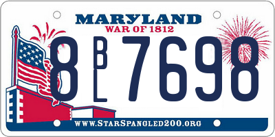 MD license plate 8BL7698