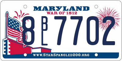 MD license plate 8BL7702