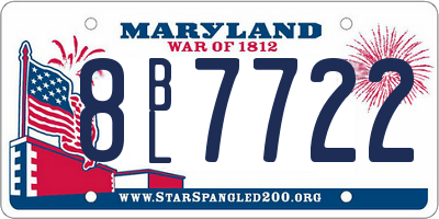 MD license plate 8BL7722