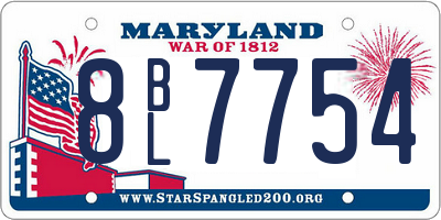 MD license plate 8BL7754