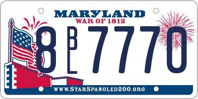 MD license plate 8BL7770