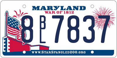 MD license plate 8BL7837