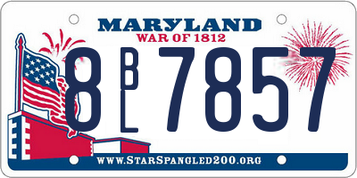 MD license plate 8BL7857
