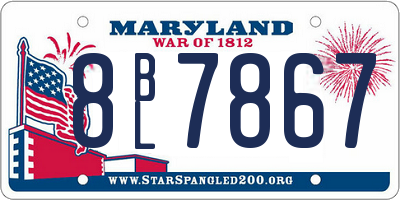 MD license plate 8BL7867