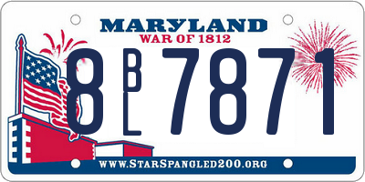 MD license plate 8BL7871