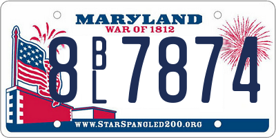 MD license plate 8BL7874