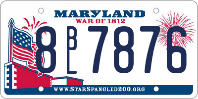 MD license plate 8BL7876