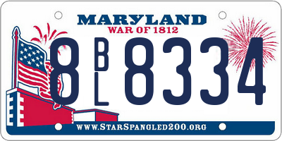 MD license plate 8BL8334