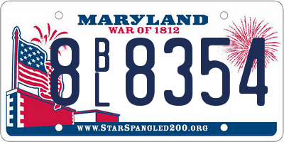 MD license plate 8BL8354