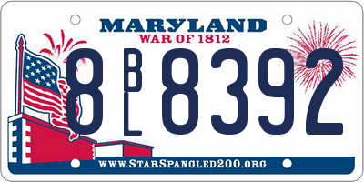 MD license plate 8BL8392