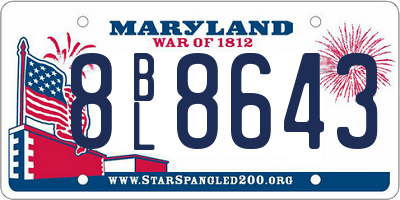 MD license plate 8BL8643