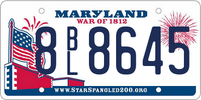 MD license plate 8BL8645