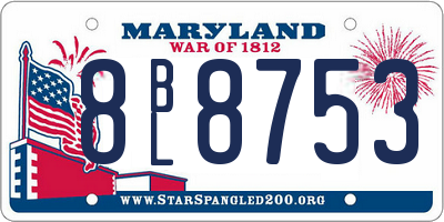 MD license plate 8BL8753