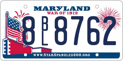 MD license plate 8BL8762