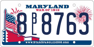 MD license plate 8BL8763