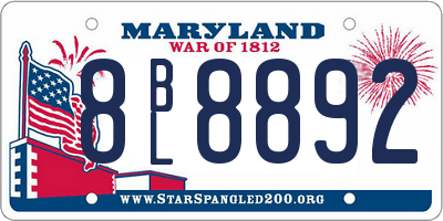MD license plate 8BL8892